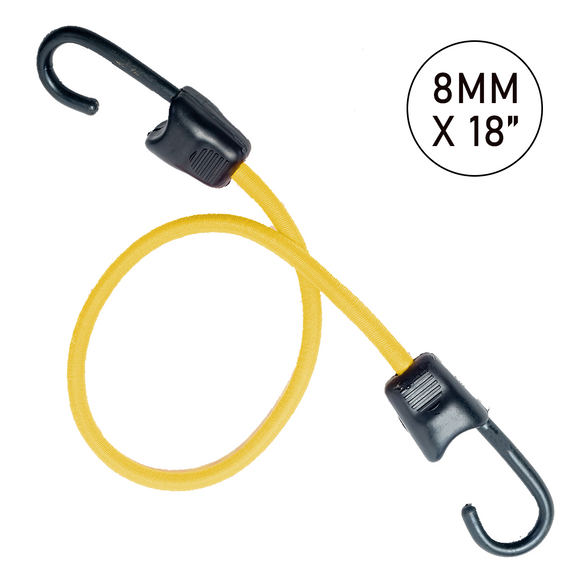 Multi-Colored Carabiner Elastic Cord with 8mm and 18mm Hooks in Various Lengths