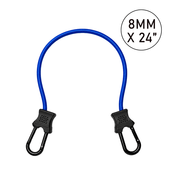 Multi-Colored Carabiner Elastic Cord with 8mm Hooks in Various Lengths