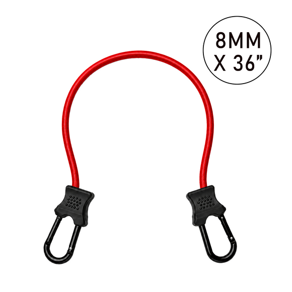 Multi-Colored Carabiner Elastic Cord with 8mm Hooks in Various Lengths