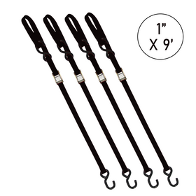 Buy black Boxer 1" x 9' Cam Buckle Tie Down - Motorcycle, ATV, UTV Secure Strapping with S Hooks and Loop End, 1500lbs Break Strength, Vibrant Color Options, Crafted in California for Ultimate Confidence
