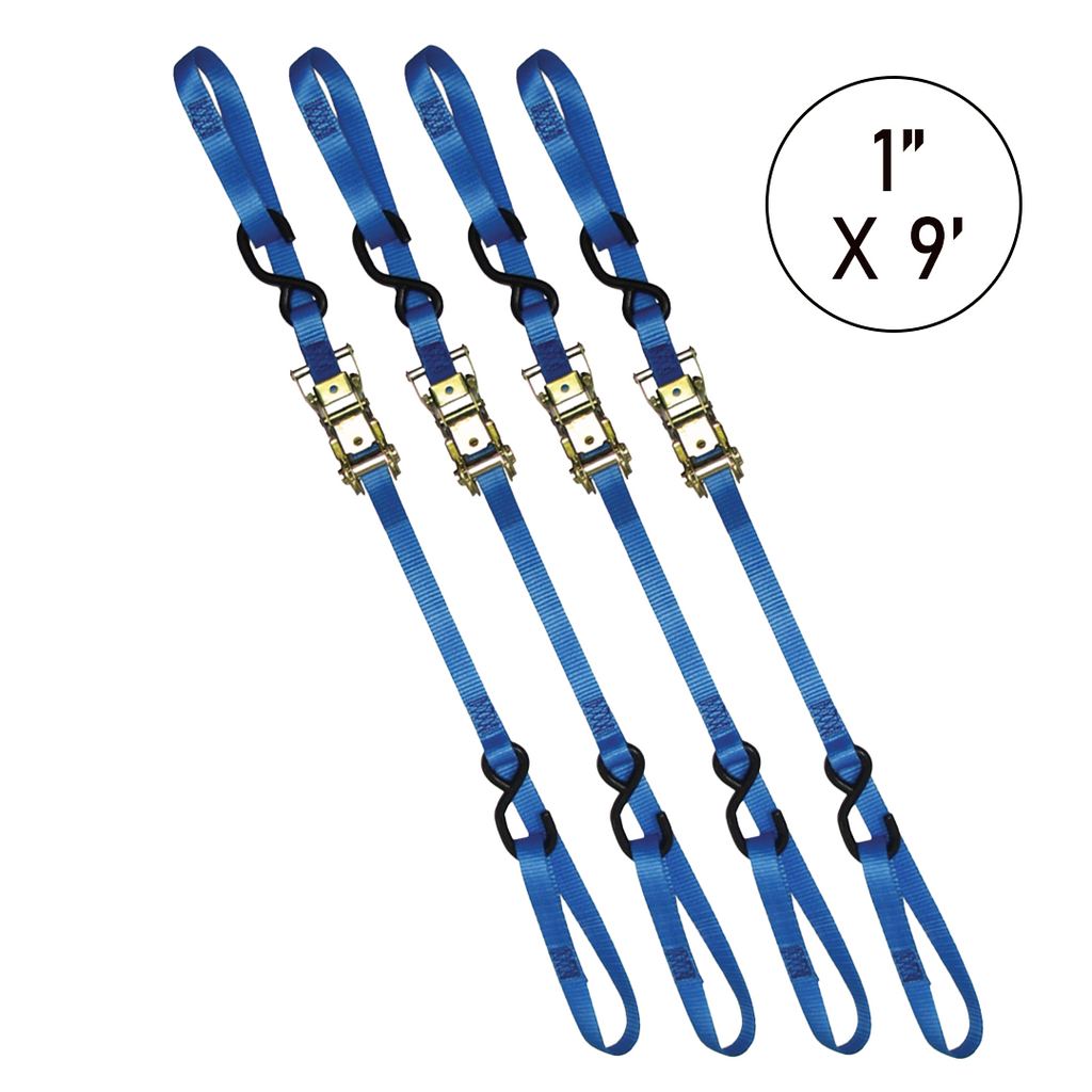 Boxer PowerPro Dual S-Hook 1" x 9' Ratchet Tie Down - 3000lbs Break Strength