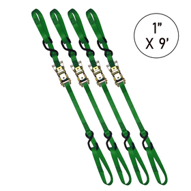 Buy green Boxer PowerPro Dual S-Hook 1" x 9' Ratchet Tie Down - 3000lbs Break Strength