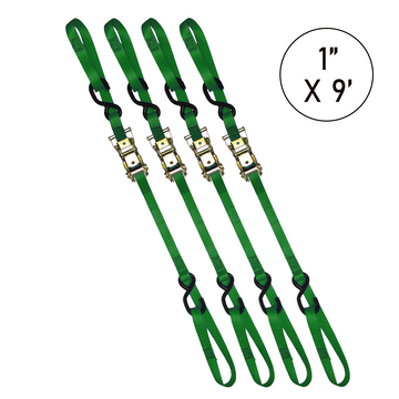 Buy green Boxer PowerPro Dual S-Hook 1" x 9' Ratchet Tie Down - 3000lbs Break Strength