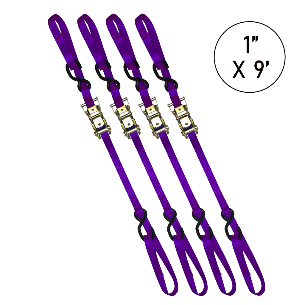 Boxer PowerPro Dual S-Hook 1" x 9' Ratchet Tie Down - 3000lbs Break Strength