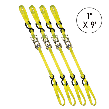 Buy yellow Boxer PowerPro Dual S-Hook 1" x 9' Ratchet Tie Down - 3000lbs Break Strength
