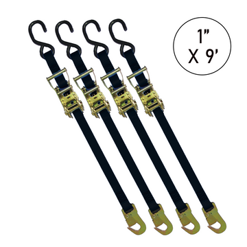 Buy black Boxer 1" x 9' Ratchet Tie Down with S Hook and Snap Hook - 3000lbs Break Strength, Vibrant Color Options, Crafted with California Confidence