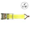 Boxer 4" x 18" Heavy Duty Ratchet Strap Short End - Twin J Hook / Wire Hook - 16,200 lb BS - Double Locking Buckle-1