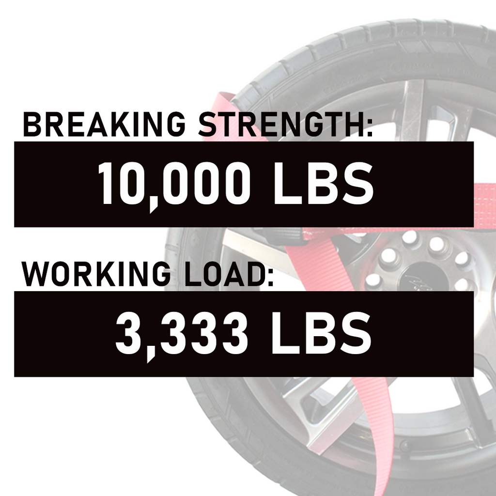 High-Vis Red Auto Tie-Down Strap (2"x16") - 12,000lb Breaking Strength, Set of 4