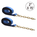 2" x 15' Auto Transport Strap with Towing Chain G70 5/16"-1