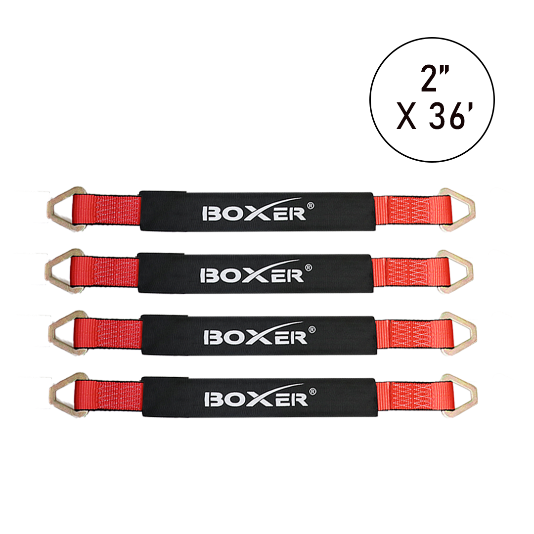 VersaGrip ProAxle Straps Set of 4: Precision-Length Towing Axle Straps in Rouge (24" and 36")