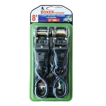 Boxer CamoStrap ProFlex: 1" x 8' Ratchet Tie Down Set - 1500 lbs Breaking Strength - 0