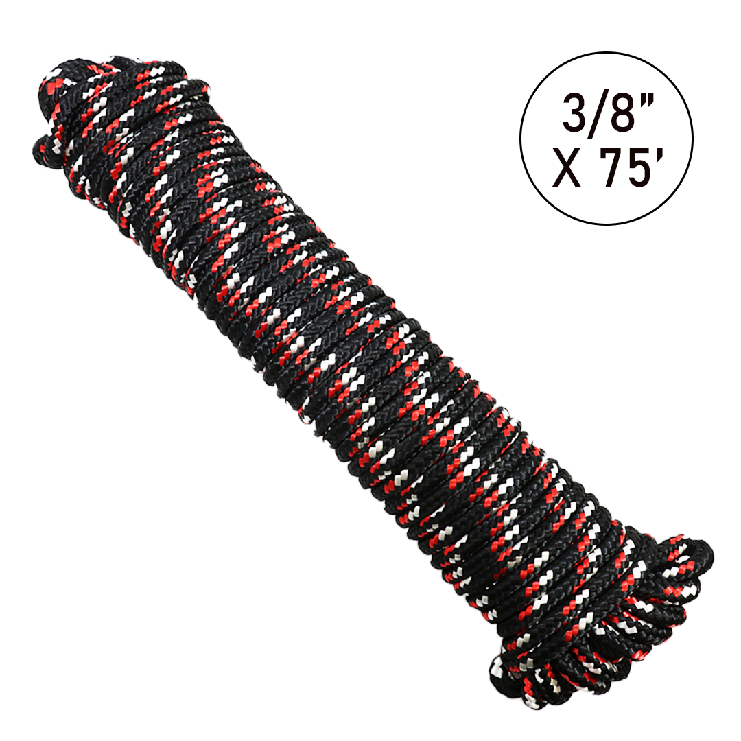 Ultra-Durable 3/8" x 75' Polypropylene Truck Rope: 2,000 lbs Breaking Strength, 660 lbs Working Load Limit, Diamond Braided Construction
