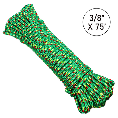 Ultra-Durable 3/8" x 75' Polypropylene Truck Rope: 2,000 lbs Breaking Strength, 660 lbs Working Load Limit, Diamond Braided Construction