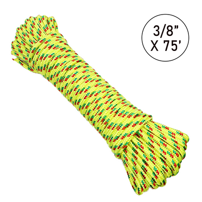 Ultra-Durable 3/8" x 75' Polypropylene Truck Rope: 2,000 lbs Breaking Strength, 660 lbs Working Load Limit, Diamond Braided Construction