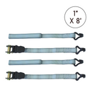 Boxer 1" x 8' Ratchet Tie Down Set with Coated J Hooks - 1500 lbs Breaking Strength-1