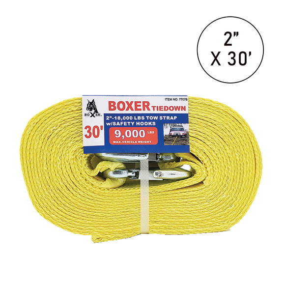 2" Heavy Duty Tow Strap with Safety Tow Hook - 1 Ply | 9,000 WLL