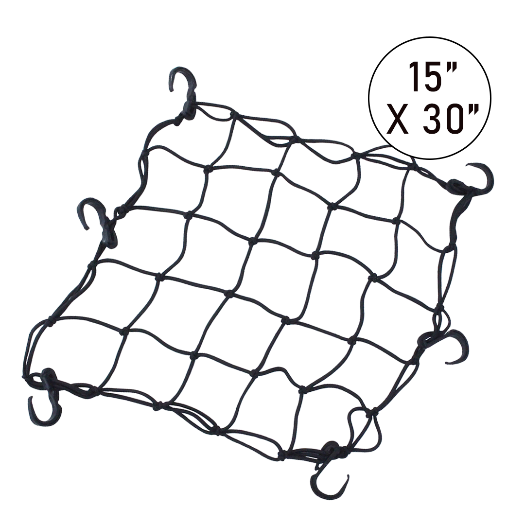 Boxer GearFlex 15" x 30" Cargo Net: Durable Bungee Elasticity with 6 Movable Hooks