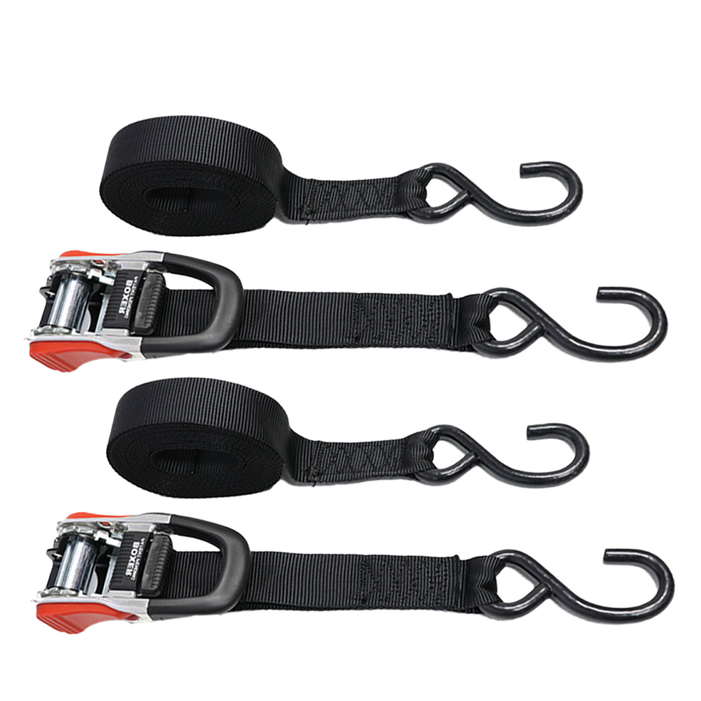Boxer SwiftSecure Quick Release Ratchet Tie Downs (1 1/4" x 16') - 2500 lbs Breaking Strength
