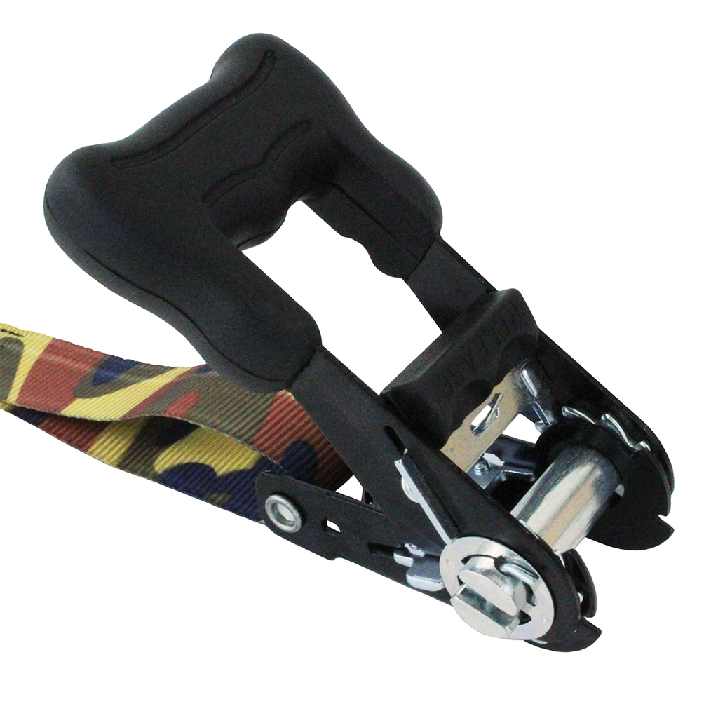 Boxer StealthGrip 2500: Camouflage Ratchet Tie Downs with S Hooks - 1 1/4" x 16'