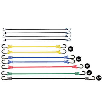 Heavy Duty Steel Grip 12-Pack: Colorful Bungee Cords with Versatile Coated Hooks