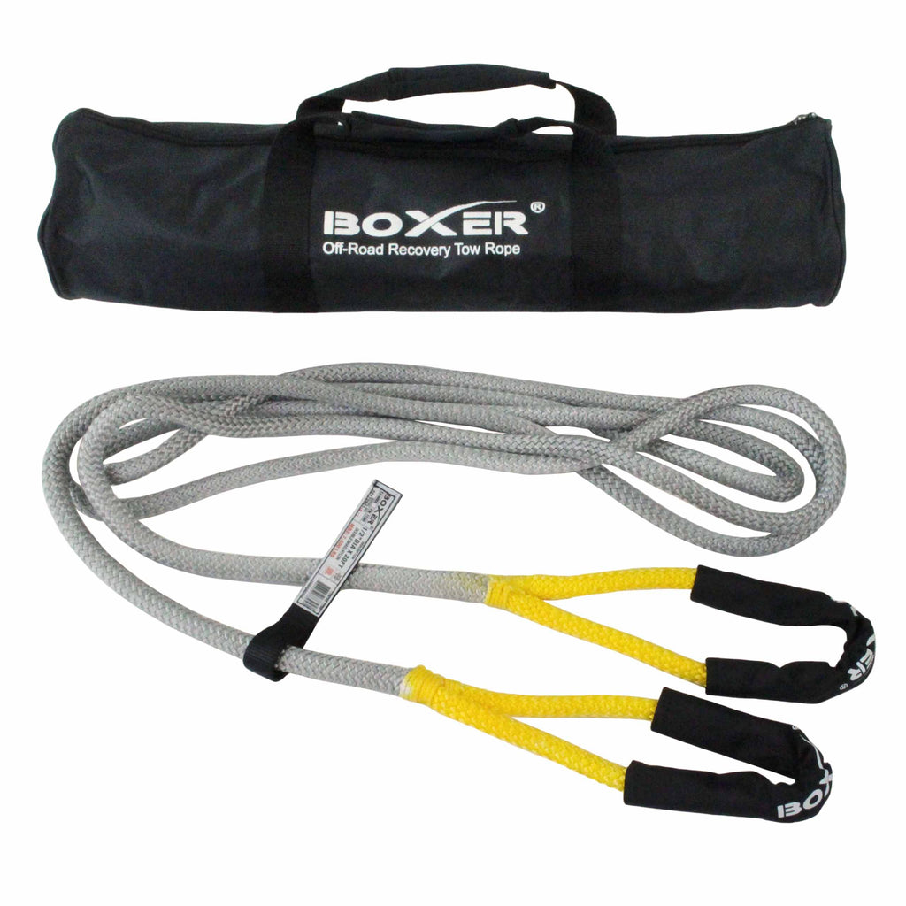 Compact Vehicle Recovery Rope Kit: 1" Kinetic Nylon Rope & Soft Shackles