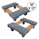 Boxer 18” x 12” Solid Wood Furniture Moving Dolly with 3" Caster Wheels and Gray Carpeted Surface Protection-1