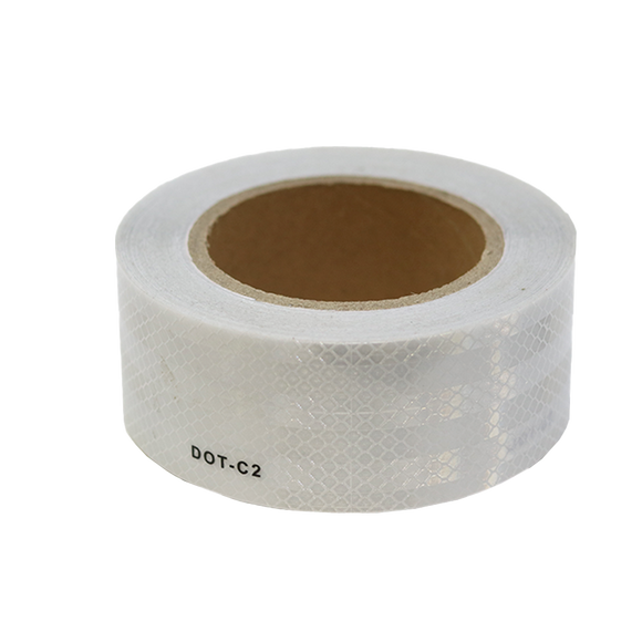 DOT-C2 Truck Reflective Self-Adhesive Warning Tape - 2 Rolls Per Order - White/Silver