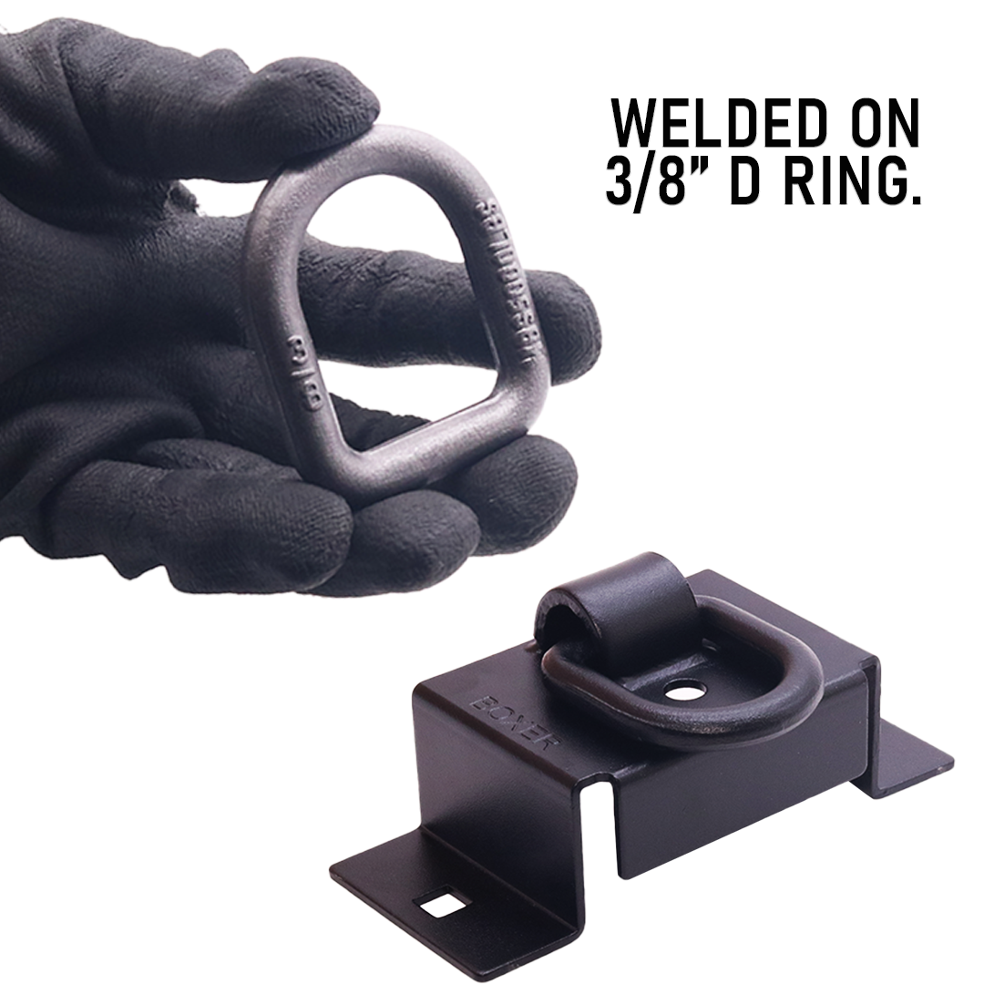 Boxer 2x4 Trailer Stake Pocket Bracket with Welded D-Ring – Heavy-Duty Side Rail Tie-Down Anchor