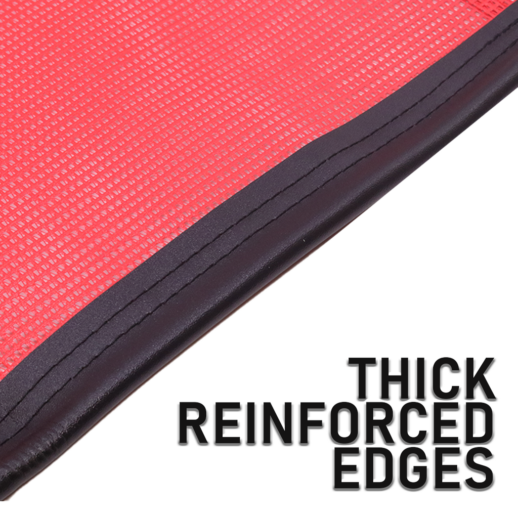 Ultimate Oversize Load Safety Kit: 18" x 84" Mesh Banner & 4-Pack Red Warning Flags with Bungee Hooks