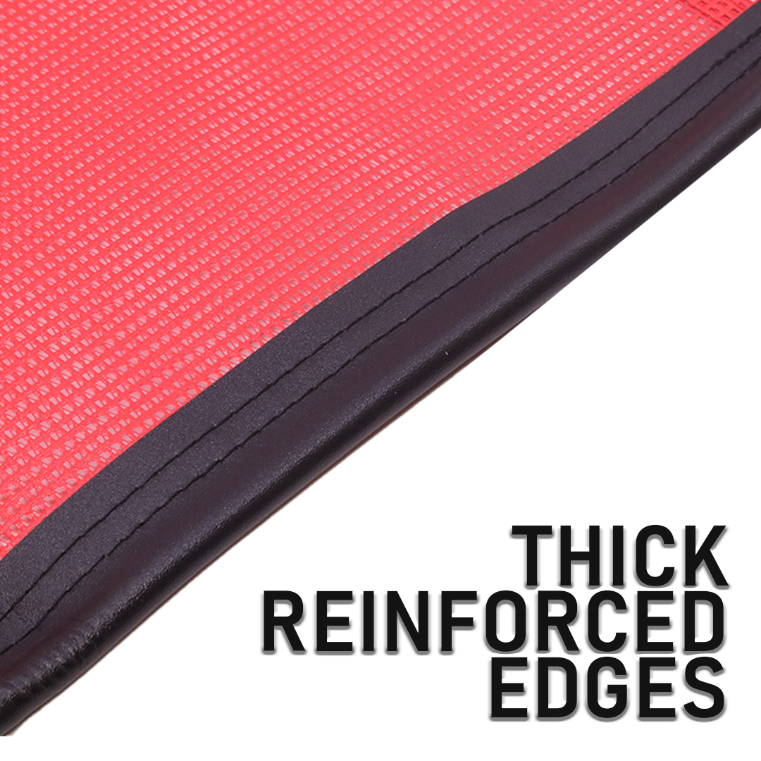 Ultimate Oversize Load Safety Kit: 18" x 84" Mesh Banner & 4-Pack Red Warning Flags with Bungee Hooks