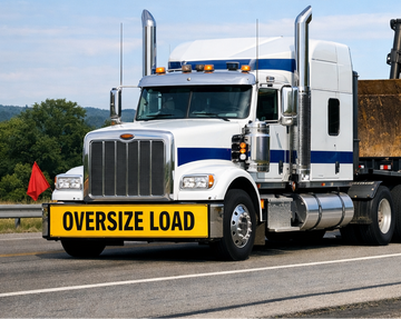 Ultimate Oversize Load Safety Kit: 18" x 84" Mesh Banner & 4-Pack Red Warning Flags with Bungee Hooks - 0