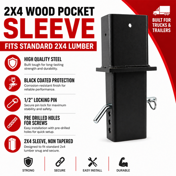 BoxerTool 2x4 Truck Stake Square Sleeve 2 Pack: Elevate Your Hauling with Premium 2x4 Wooden Stakes Enhancement - 0