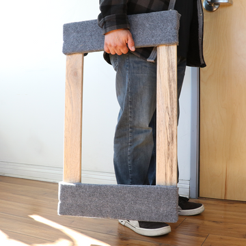 Boxer 18” x 30” Solid Wood Furniture Moving Dolly with 3" Caster Wheels and Gray Carpeted Surface Protection - 0