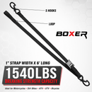 Boxer SecureMax Pro: Ultra-Grip 1" x 6' Cam Buckle Motorcycle Soft Tie Straps with Heavy Duty S Hook-3