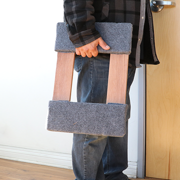 Boxer 18” x 12” Solid Wood Furniture Moving Dolly with 3" Caster Wheels and Gray Carpeted Surface Protection - 0
