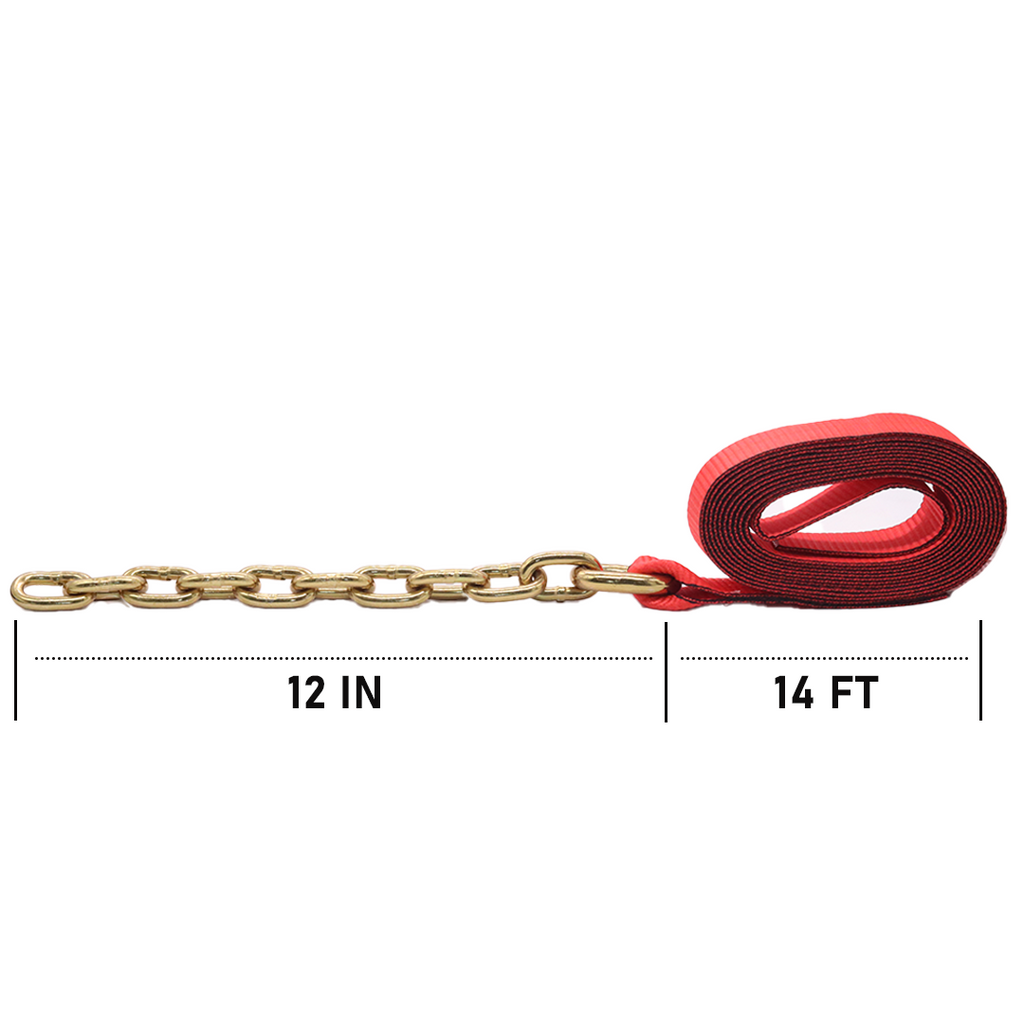 Boxer 8-Point Roll Back Vehicle Tie-Down Kit with G70 Chain Extensions - Set of 4