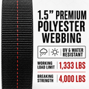 Boxer SecureMax Pro: Ultra-Grip 1" x 6' Cam Buckle Motorcycle Soft Tie Straps with Heavy Duty S Hook-4