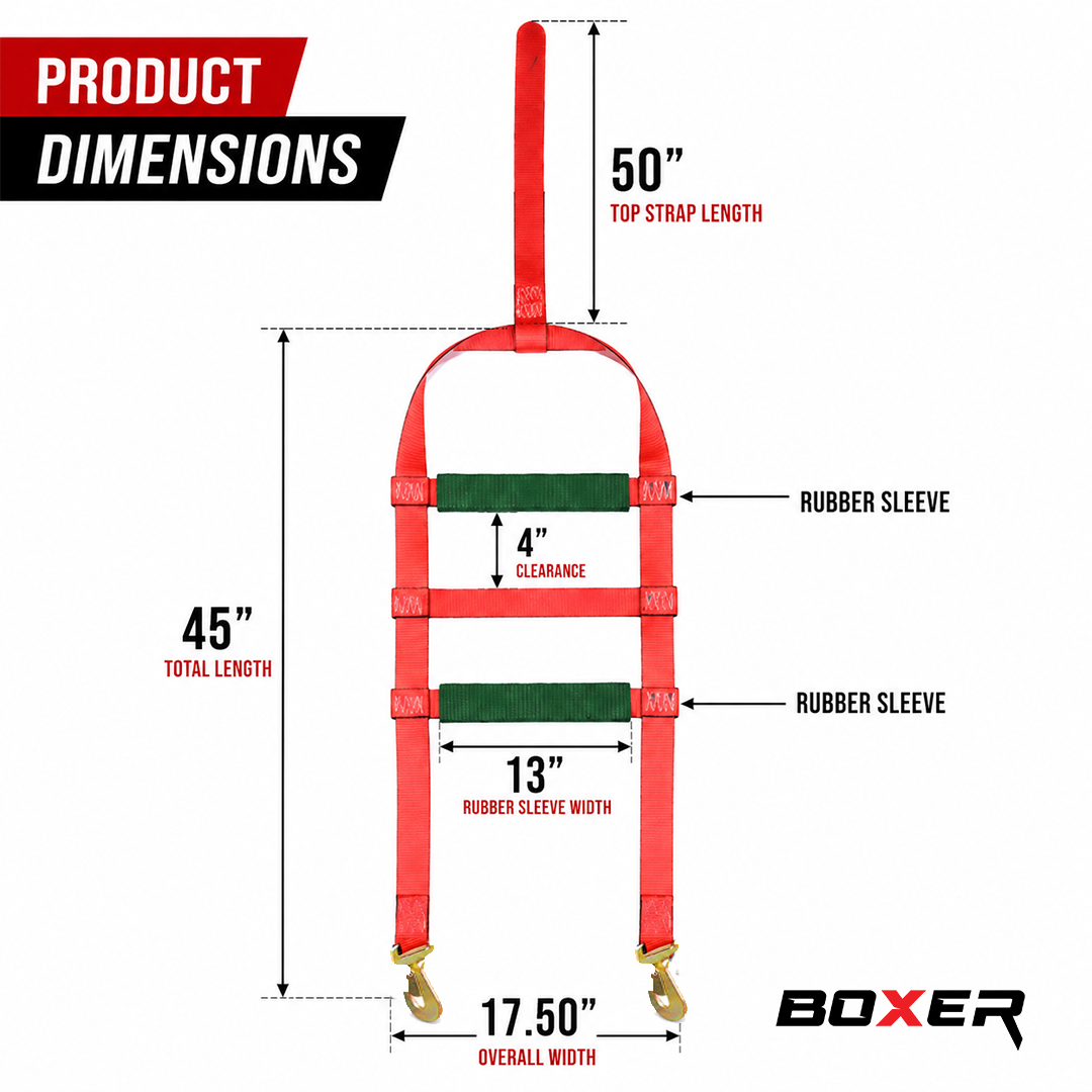 Boxer EliteGrip Pro 2" x 8' Premium Wheel Basket Tire Holder with Snap Hooks and High-Performance Rubber Sleeves