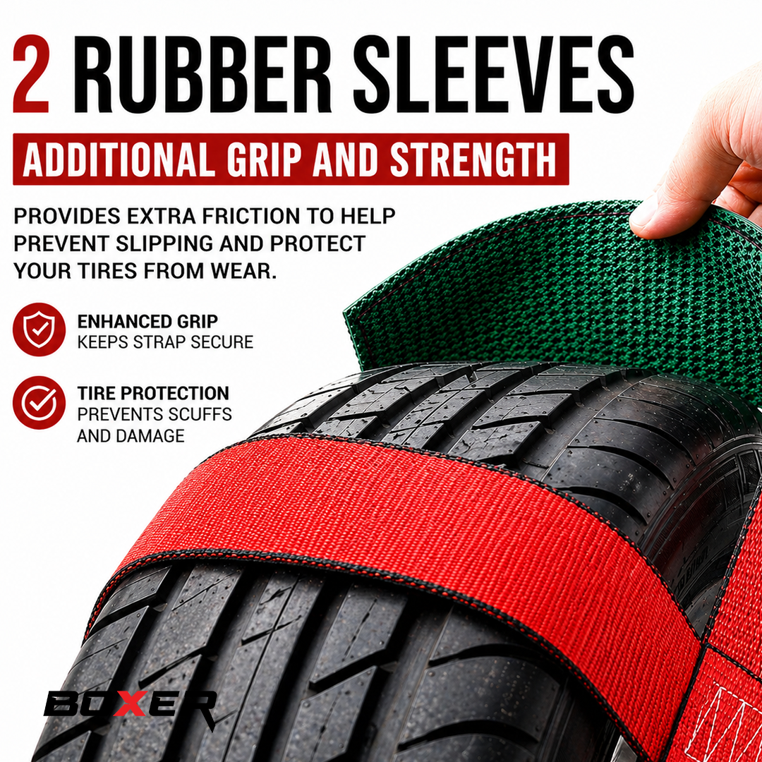 Boxer EliteGrip Pro 2" x 8' Premium Wheel Basket Tire Holder with Snap Hooks and High-Performance Rubber Sleeves