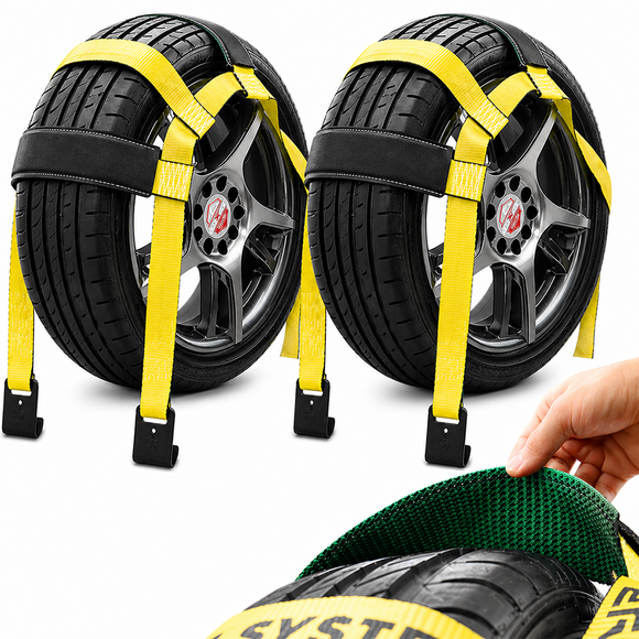 Boxer SureGrip 2" x 8' Wheel Basket Tire Holder with Flat Hooks and Grip-enhancing Rubber Sleeves