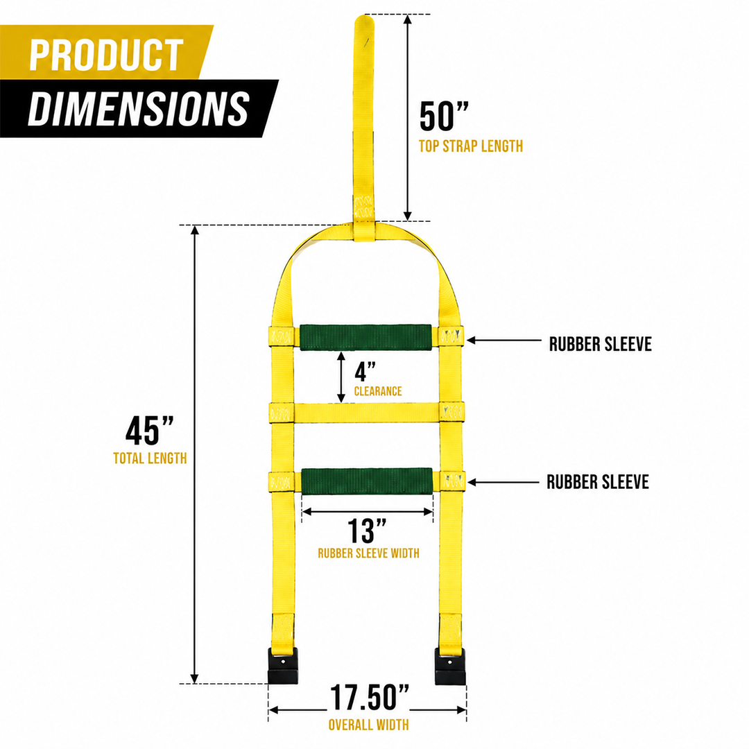 Boxer SureGrip 2" x 8' Wheel Basket Tire Holder with Flat Hooks and Grip-enhancing Rubber Sleeves