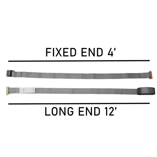 Boxer 2 Pack Heavy Duty 4" Roll-Off Winch Strap with Hook and Loop End for Containers, Trucks, and Trailers - 24,000 B/S