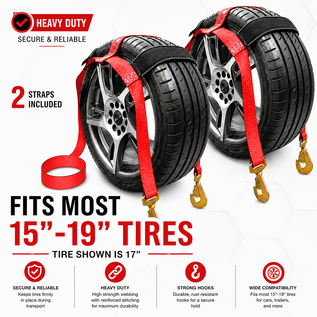 Boxer EliteGrip Pro 2" x 8' Premium Wheel Basket Tire Holder with Snap Hooks and High-Performance Rubber Sleeves