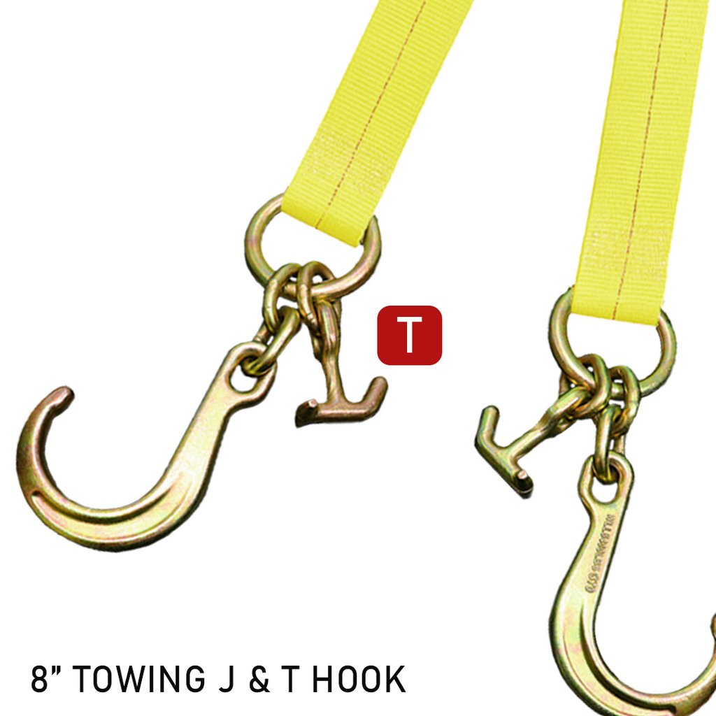 Boxer High-Strength V-Bridle Strap with Yellow Chrome Finish, 8" J Hook, and Versatile T Hook