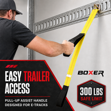 E-Track Pull-Up Assist Strap, 36-Inch Trailer Access Dual Handle with Delta Ring Fitting, Heavy-Duty Reinforced Webbing, - 0