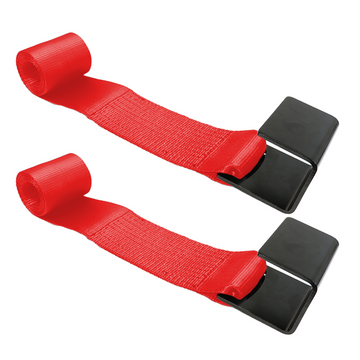 Buy red 4" x 5' Roll-Off Container Straps with Extra Large Flat Hook - DOT Compliant for Container Securement - 2 Pack