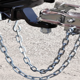 3/16" x 48" Zinc-Plated Grade 30 Trailer Safety Chain with Dual Safety Latch Hooks - 0
