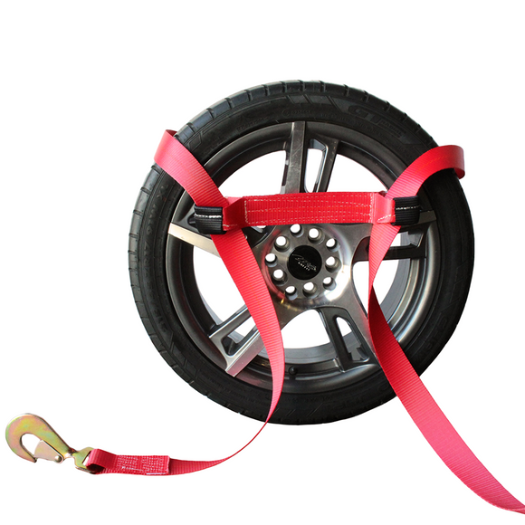 High-Vis Red Auto Tie-Down Strap (2"x16") - 12,000lb Breaking Strength, Set of 4