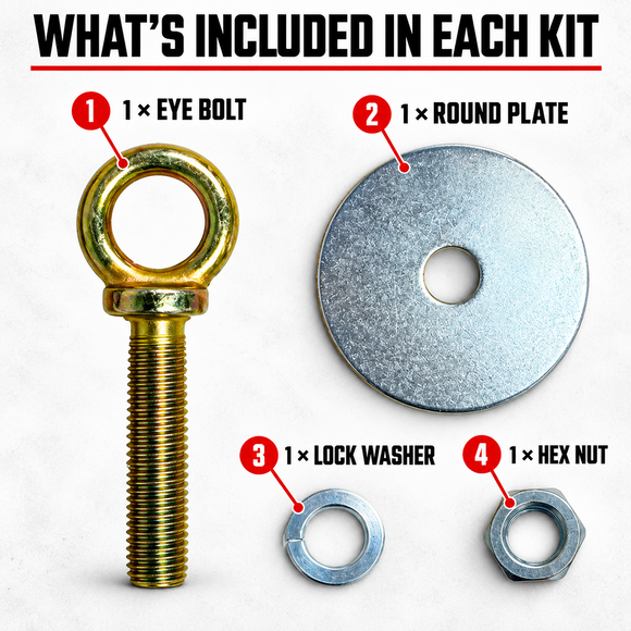 3" Long Eye Bolt Kit - 7/16" Thread