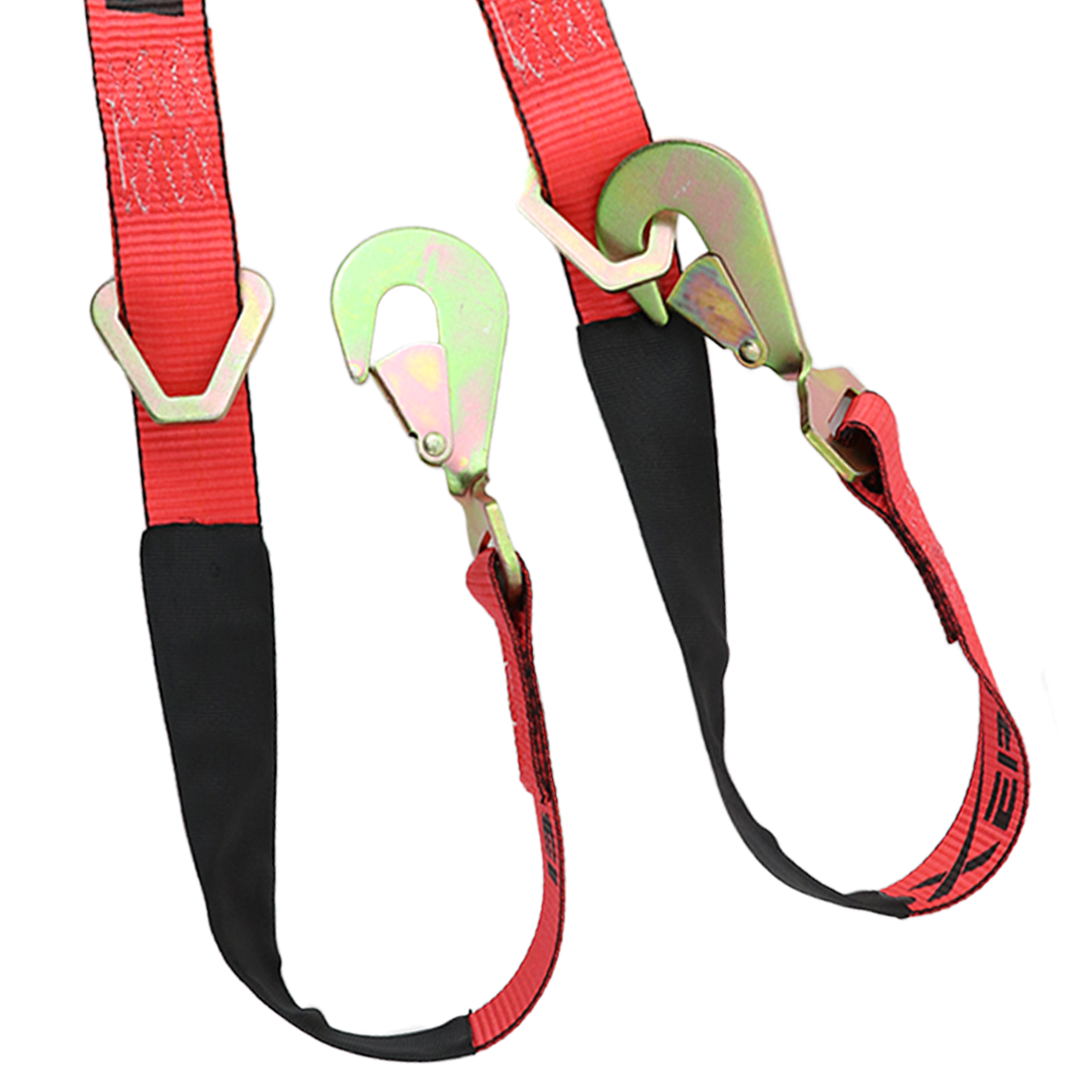 Boxer ProLink Axle Precision 2" x 6' V-Bridle Tow Straps with Snap Hooks & Advanced Tie-Back System Tire Holder in Rouge